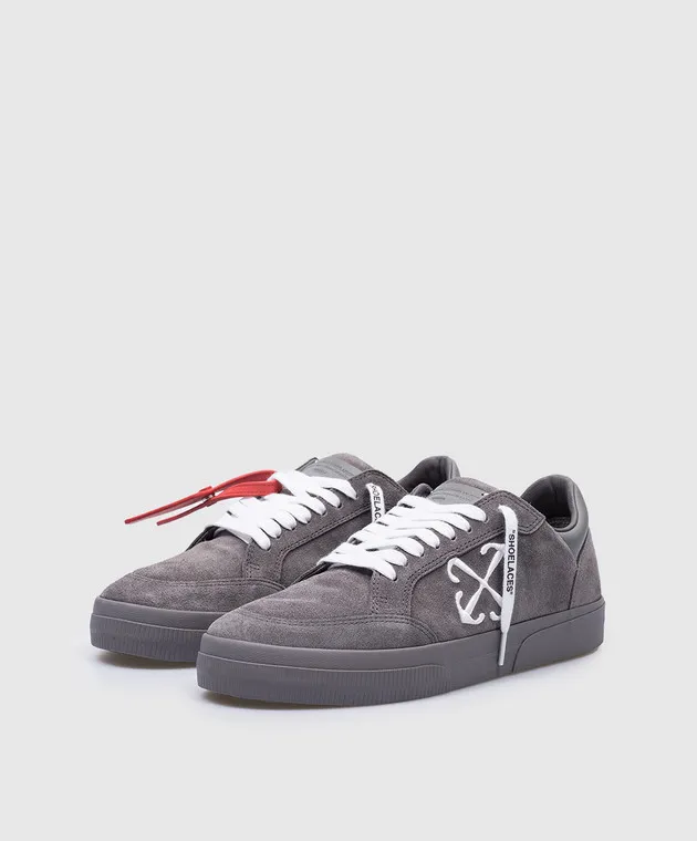 Off-White New Low Vulcanized gray suede sneakers with logo