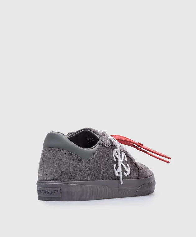 Off-White New Low Vulcanized gray suede sneakers with logo