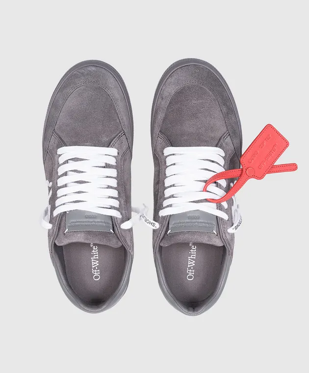 Off-White New Low Vulcanized gray suede sneakers with logo