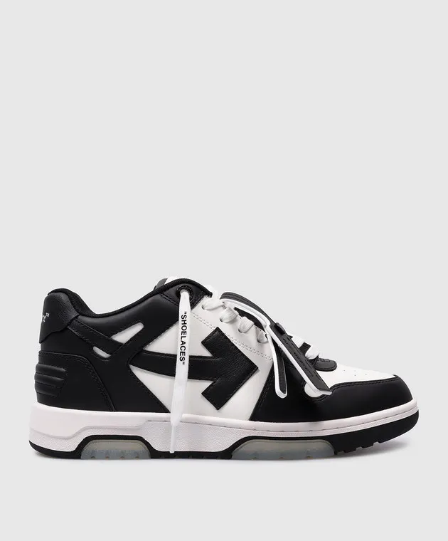 Off-White OUT OF OFFICE black leather sneakers with a logo