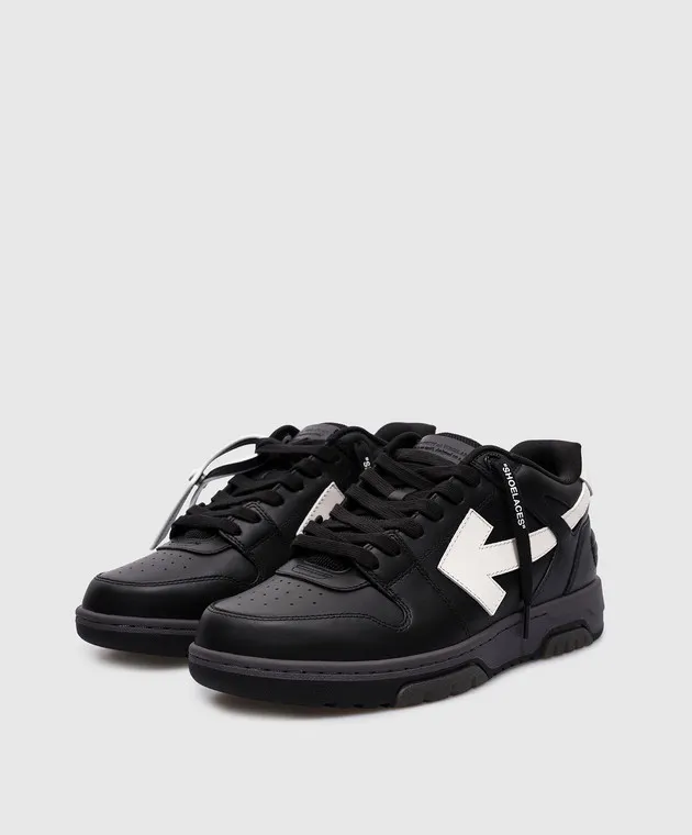 Off-White OUT OF OFFICE black leather sneakers with contrasting logo