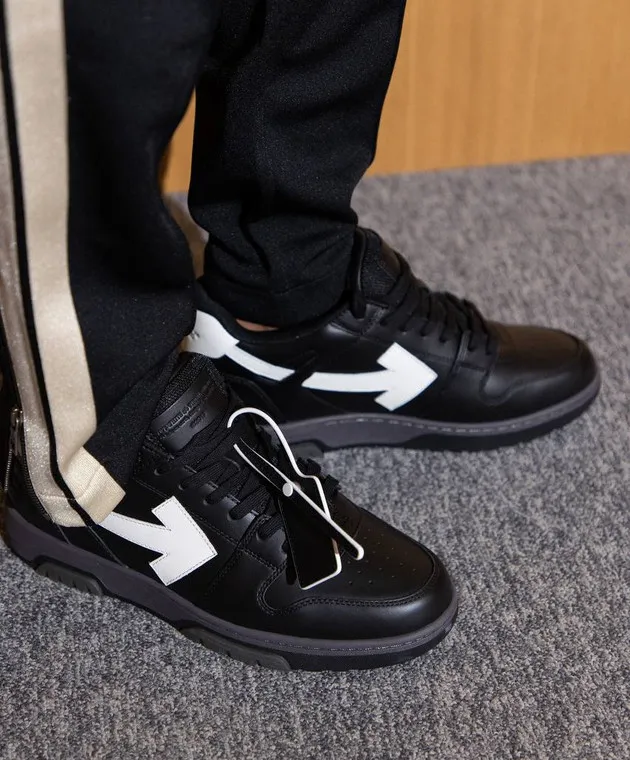 Off-White OUT OF OFFICE black leather sneakers with contrasting logo