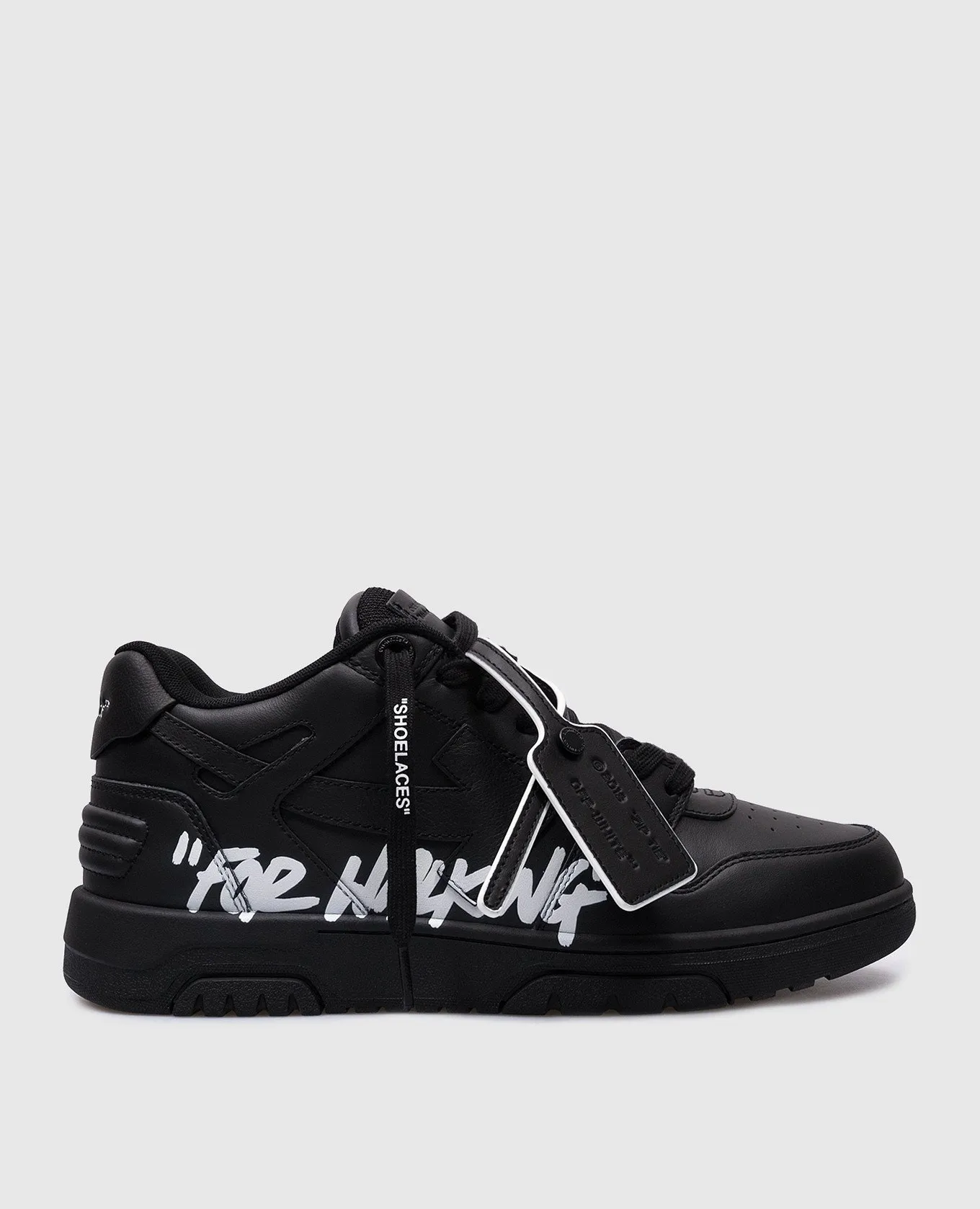 Off-White OUT OF OFFICE black leather sneakers with FOR WALKING print