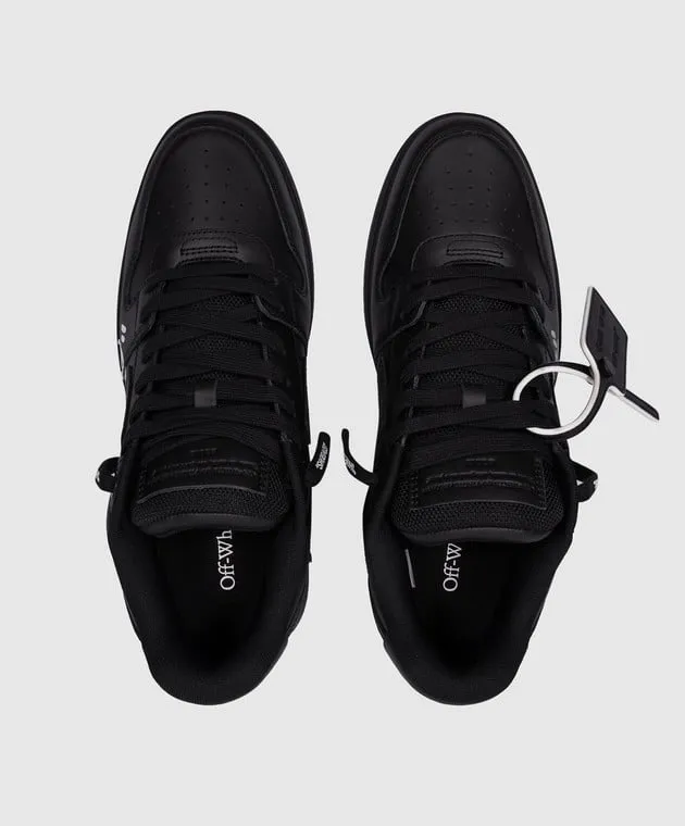 Off-White OUT OF OFFICE black leather sneakers with FOR WALKING print