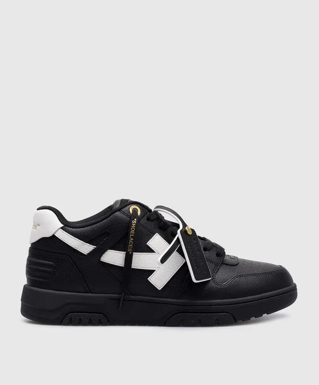 Off-White Out Of Office black leather sneakers