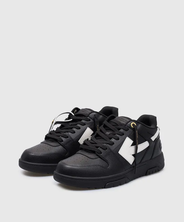 Off-White Out Of Office black leather sneakers