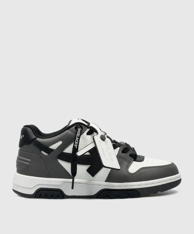 Off-White Out Of Office gray leather sneakers