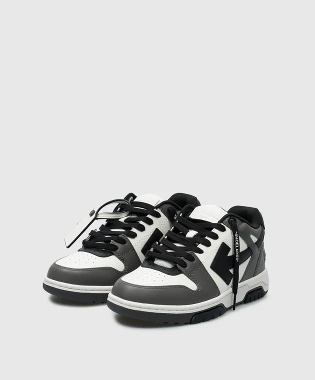 Off-White Out Of Office gray leather sneakers