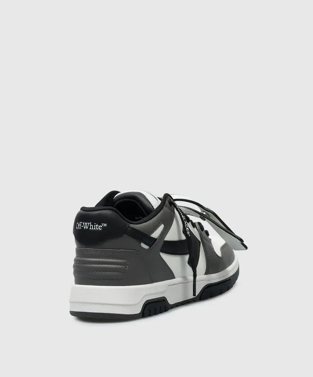 Off-White Out Of Office gray leather sneakers