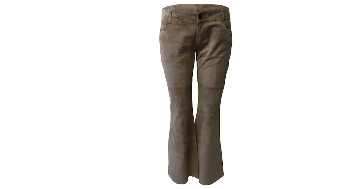 Pantalones acampanados de gamuza Joseph en piel de cordero marrón Castaño 