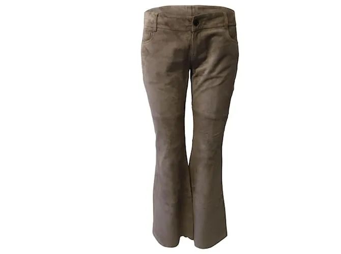 Pantalones acampanados de gamuza Joseph en piel de cordero marrón Castaño 