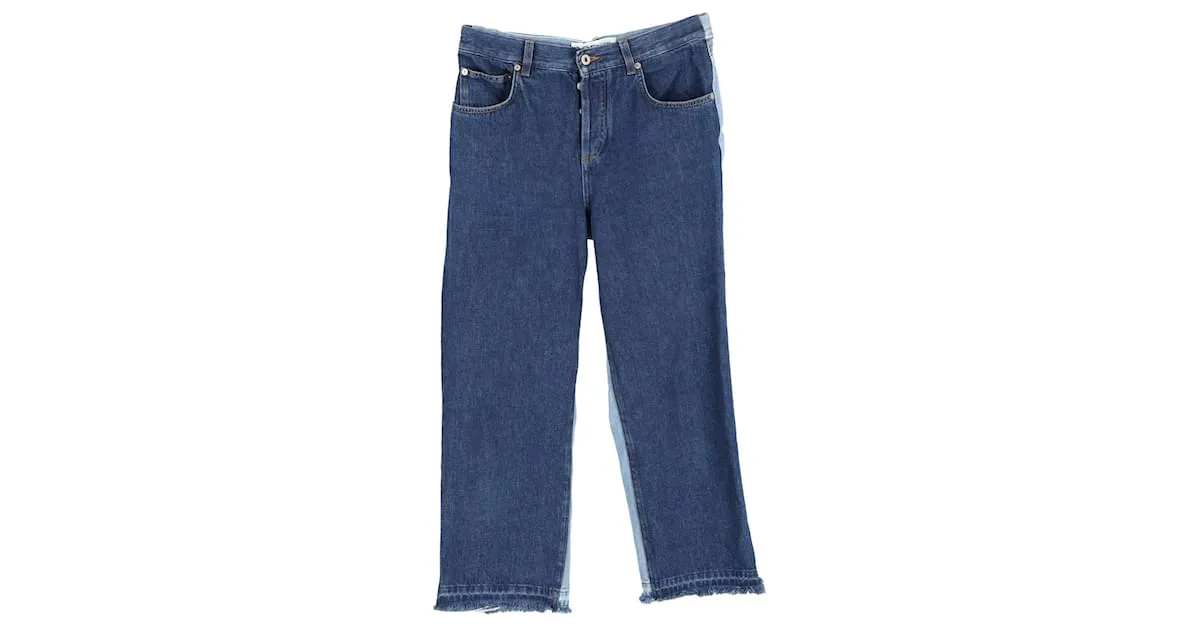 Pantalón ancho bicolor Loewe en denim azul 