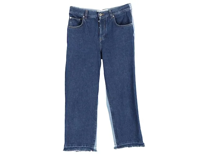 Pantalón ancho bicolor Loewe en denim azul 