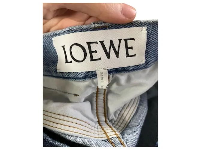 Pantalón ancho bicolor Loewe en denim azul 