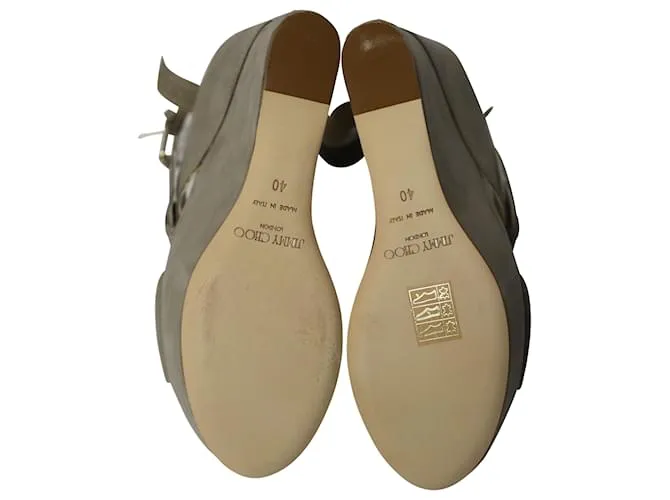 Plataformas Jimmy Choo Leora en Gamuza Gris Nubuck 