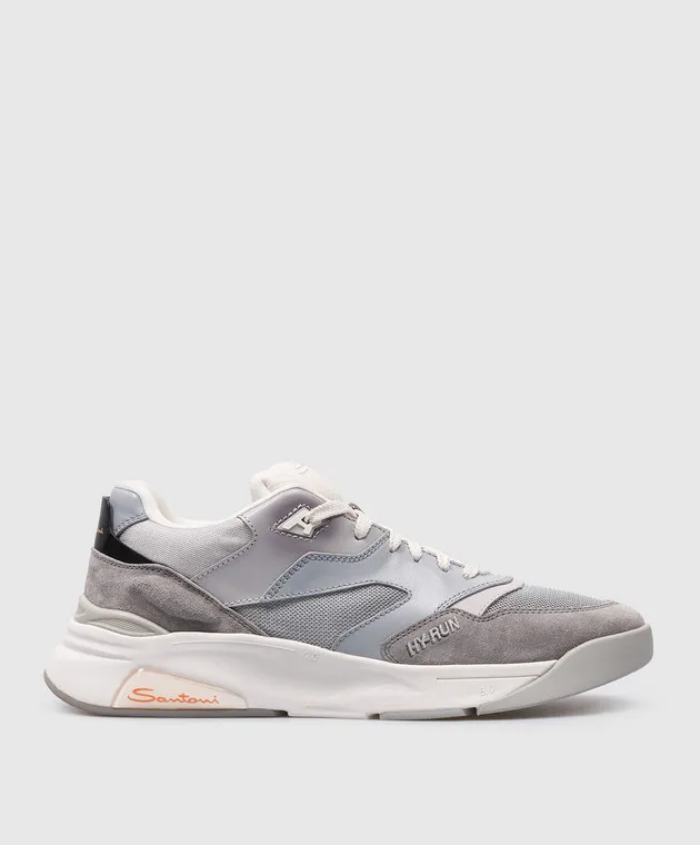 Santoni Hy-Run logo combo sneakers in gray