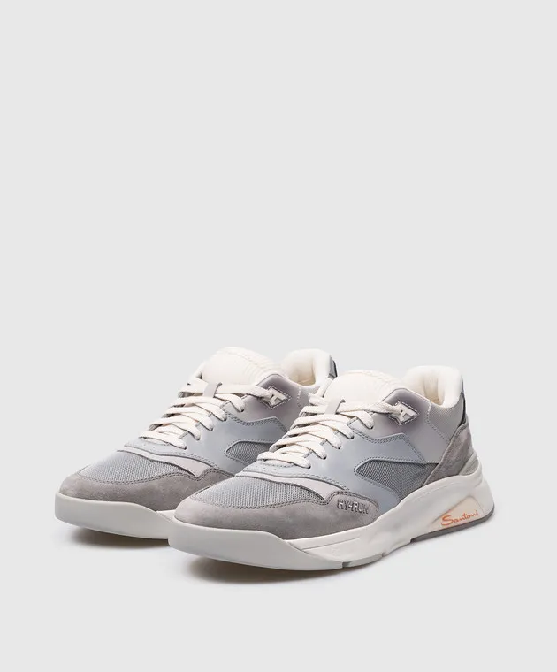 Santoni Hy-Run logo combo sneakers in gray