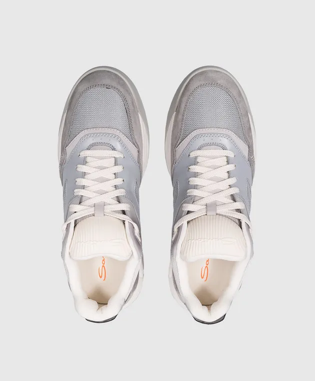 Santoni Hy-Run logo combo sneakers in gray