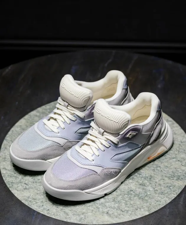 Santoni Hy-Run logo combo sneakers in gray