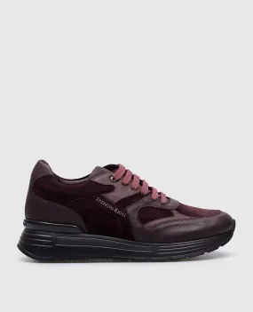 Stefano Ricci Burgundy leather sneakers with textured logo