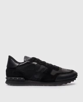 Valentino Black combined ROCKRUNNER sneakers with camouflage print