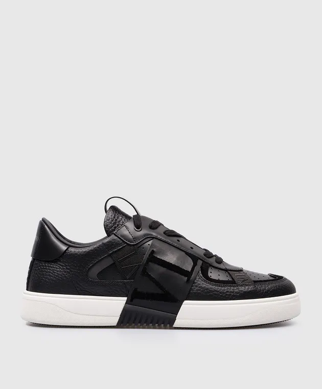 Valentino Black leather sneakers with logo