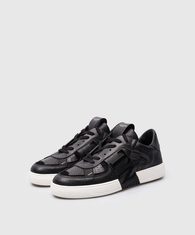 Valentino Black leather sneakers with logo