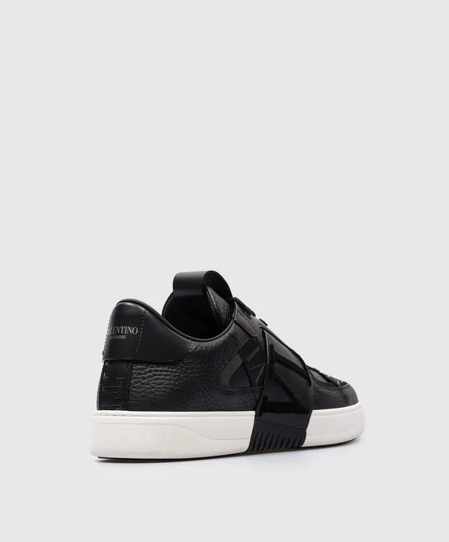 Valentino Black leather sneakers with logo