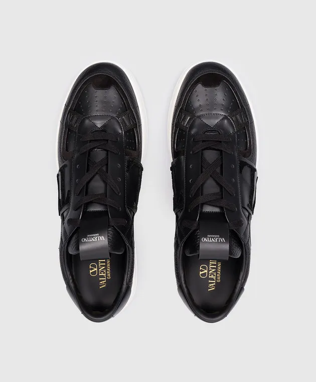 Valentino Black leather sneakers with logo