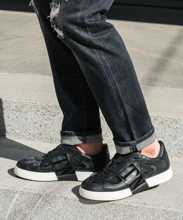 Valentino Black leather sneakers with logo