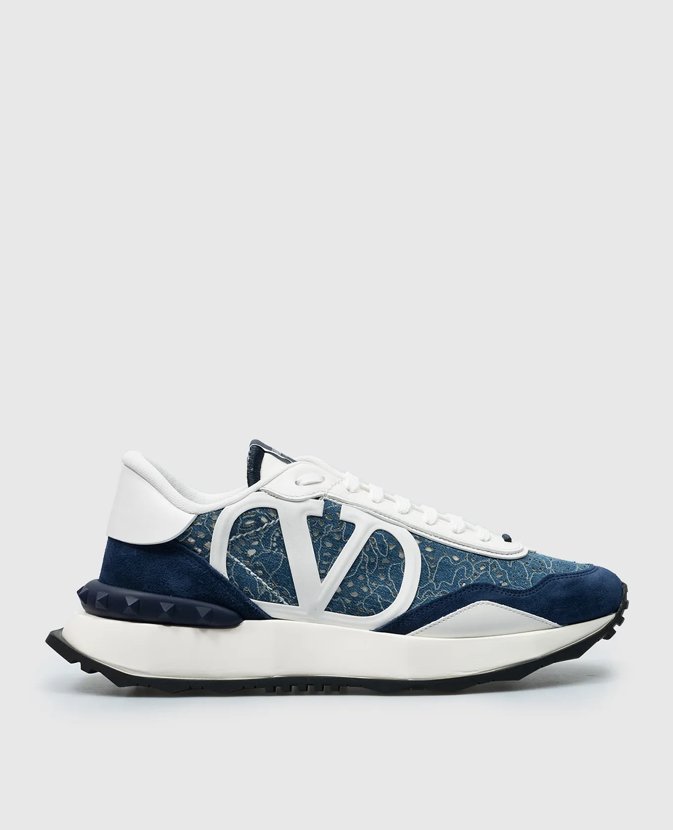 Valentino Blue lacerunner combination sneakers with VLogo logo