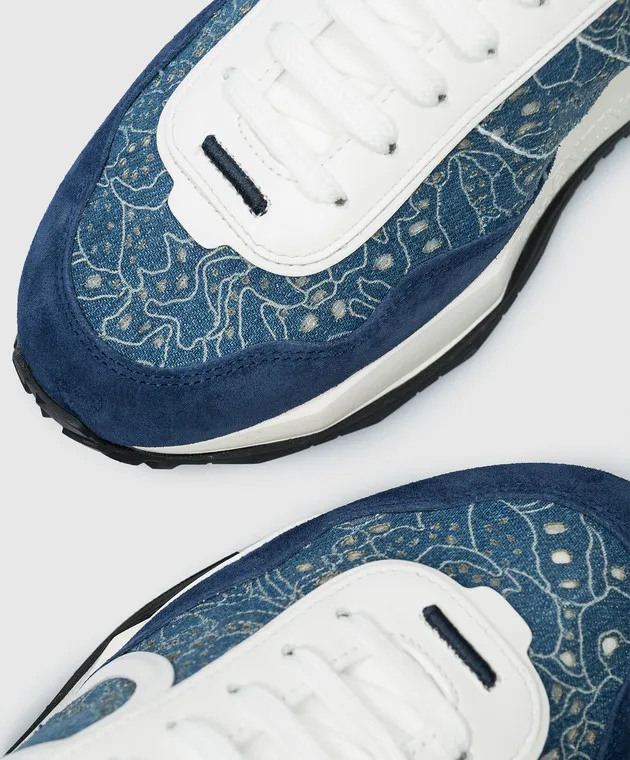 Valentino Blue lacerunner combination sneakers with VLogo logo