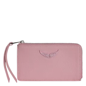 ZADIG&VOLTAIRE ZV CARD - Tarjetero de cuero de gamuza en rosa